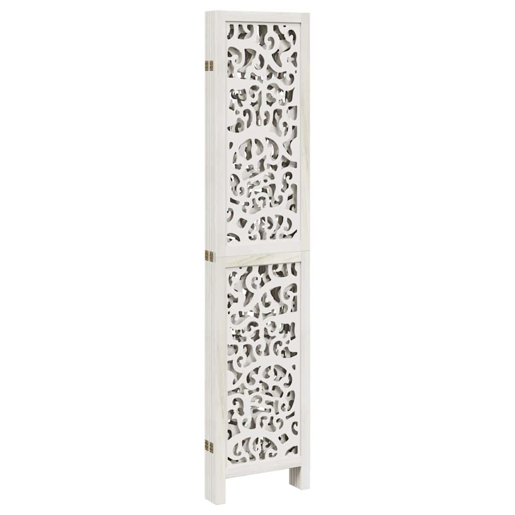 Room Divider 5 Panels White Solid Wood Paulownia