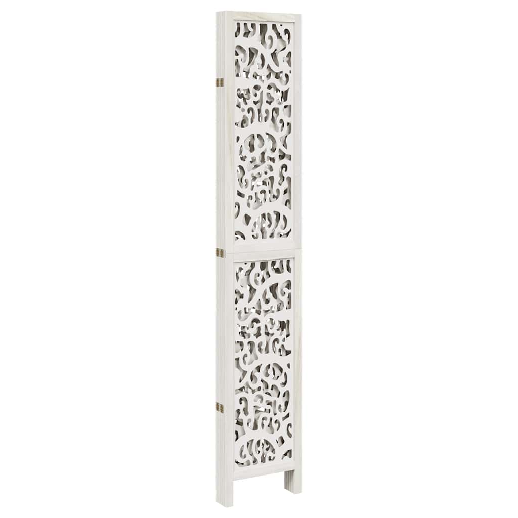 Room Divider 5 Panels White Solid Wood Paulownia