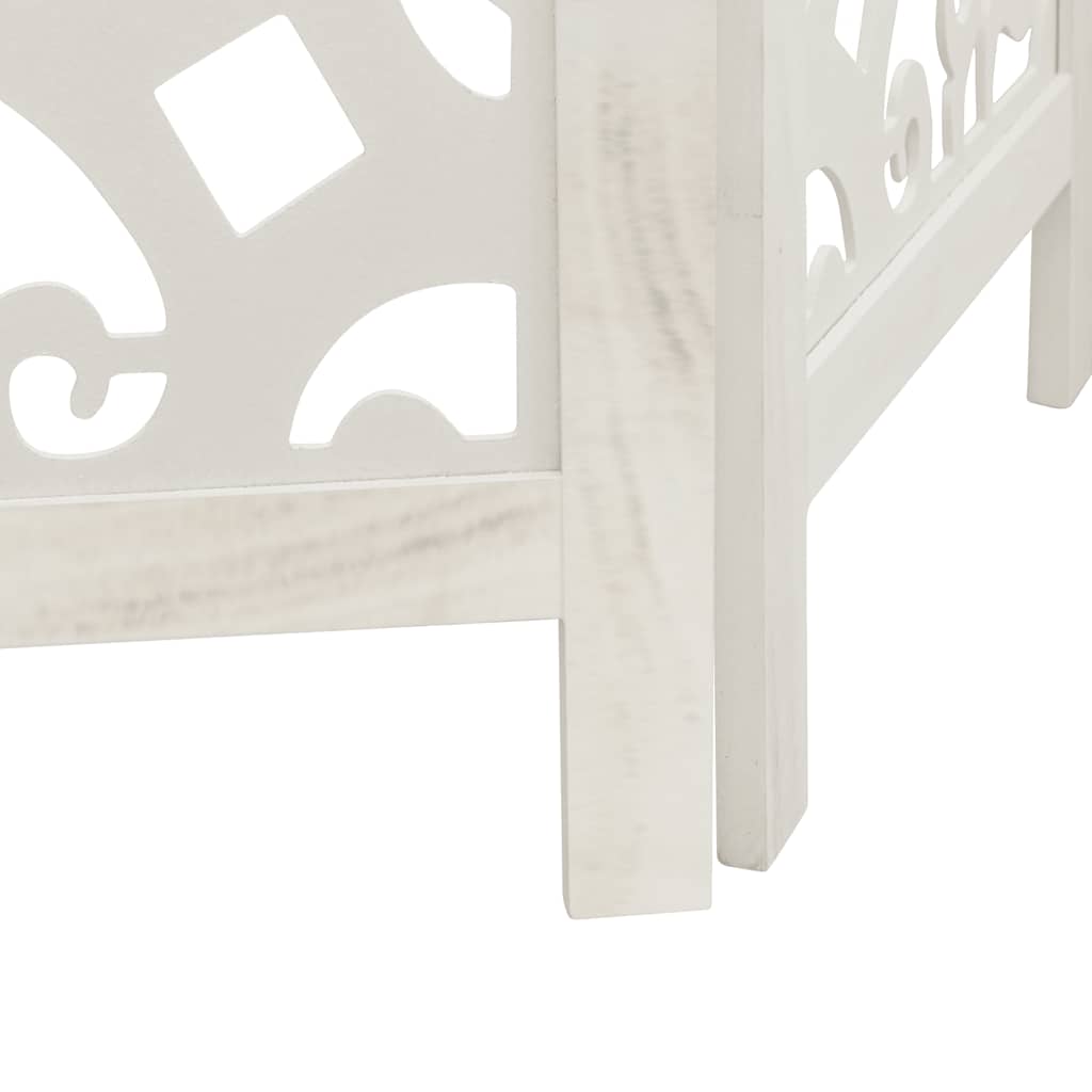 Room Divider 5 Panels White Solid Wood Paulownia