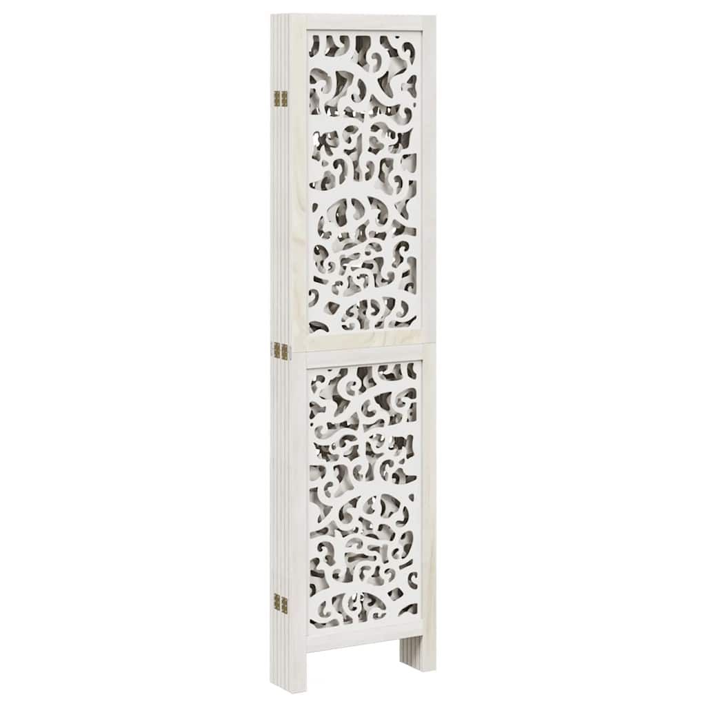 Room Divider 6 Panels White Solid Wood Paulownia