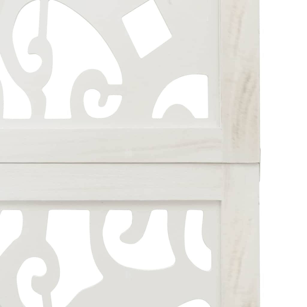 Room Divider 6 Panels White Solid Wood Paulownia
