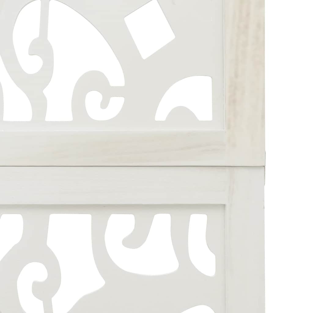 Room Divider 6 Panels White Solid Wood Paulownia