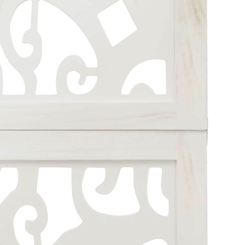 Room Divider 6 Panels White Solid Wood Paulownia