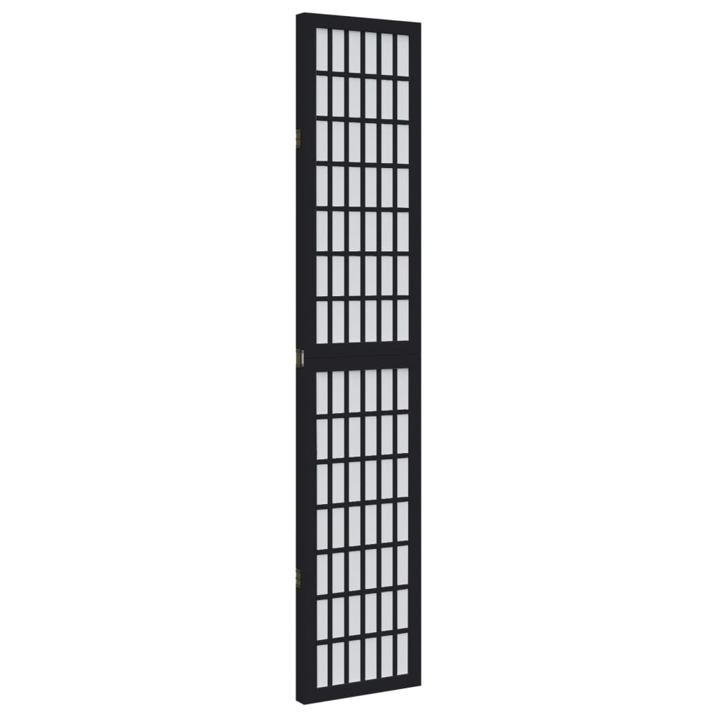 Room Divider 3 Panels Black Solid Wood Paulownia