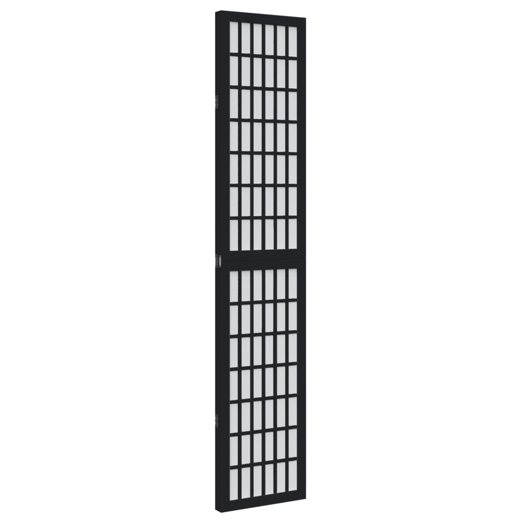 Room Divider 3 Panels Black Solid Wood Paulownia