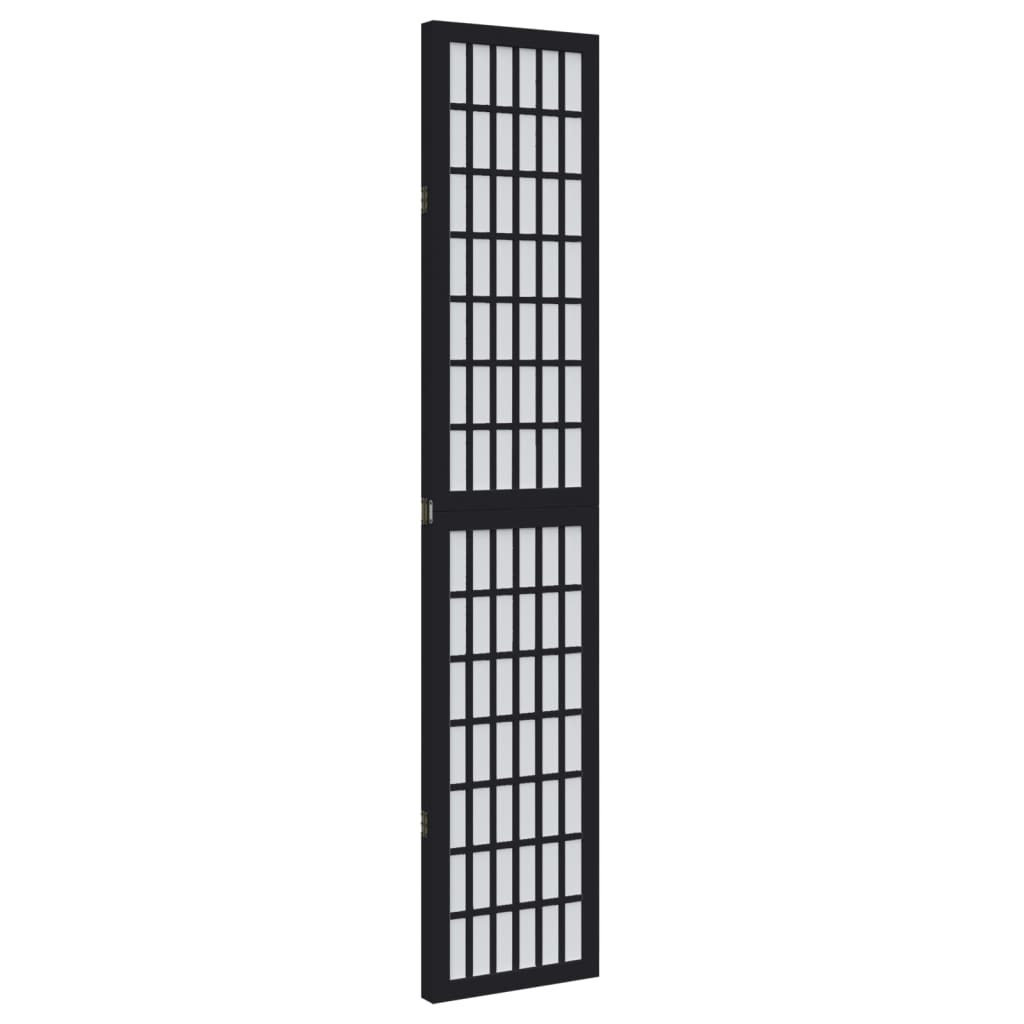 Room Divider 3 Panels Black Solid Wood Paulownia