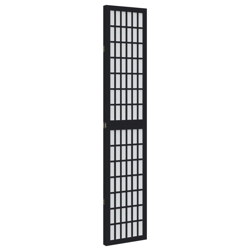 Room Divider 3 Panels Black Solid Wood Paulownia