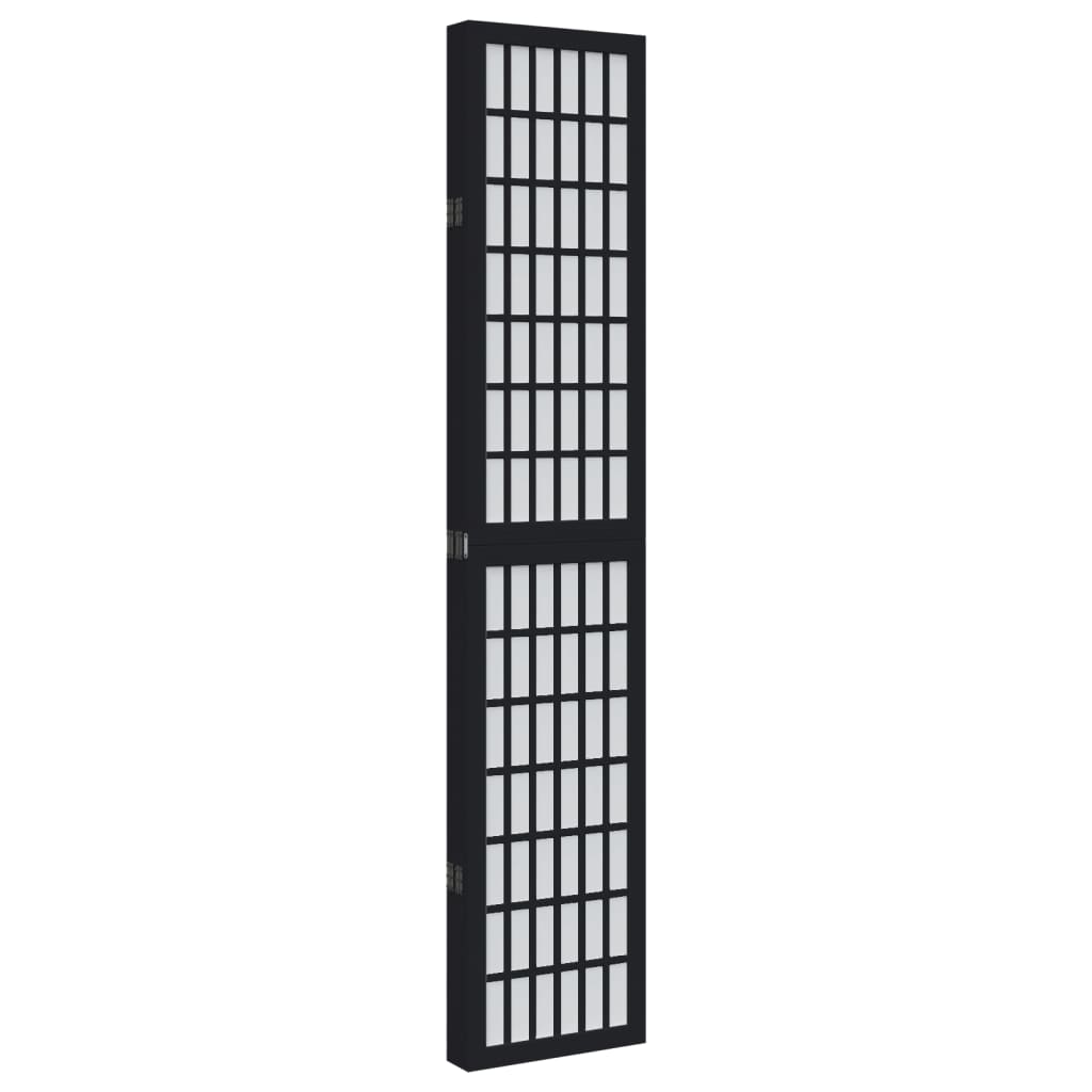 Room Divider 5 Panels Black Solid Wood Paulownia