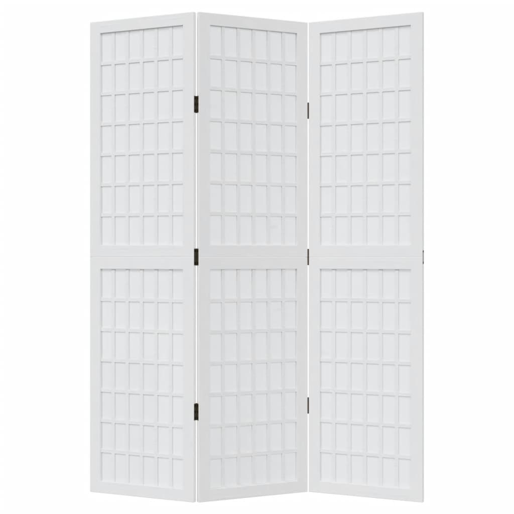 Room Divider 3 Panels White Solid Wood Paulownia