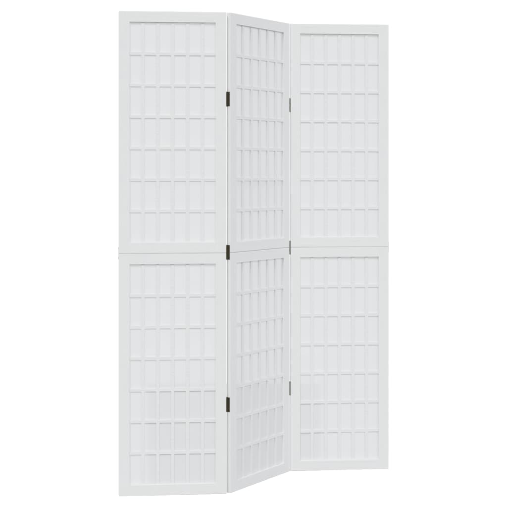 Room Divider 3 Panels White Solid Wood Paulownia