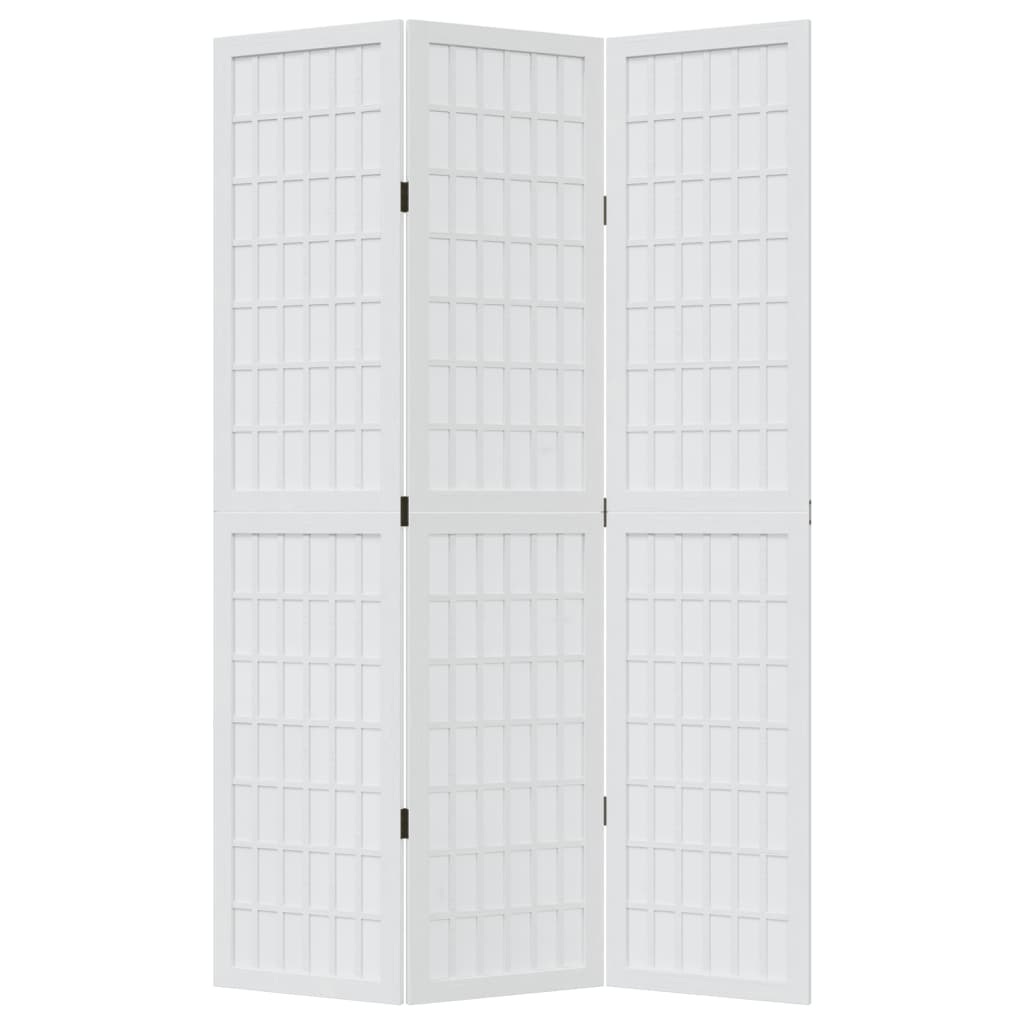 Room Divider 3 Panels White Solid Wood Paulownia