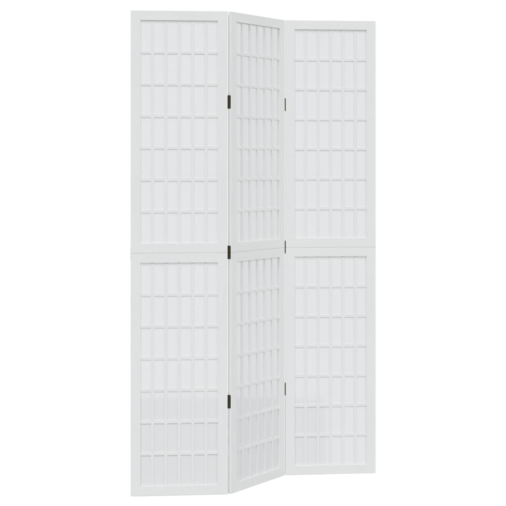 Room Divider 3 Panels White Solid Wood Paulownia