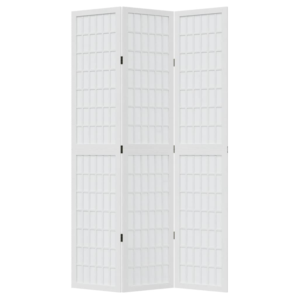 Room Divider 3 Panels White Solid Wood Paulownia