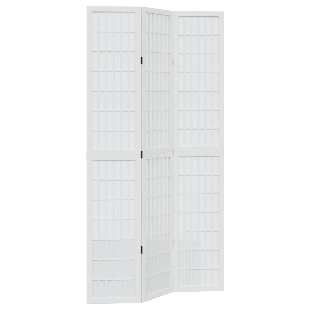 Room Divider 3 Panels White Solid Wood Paulownia