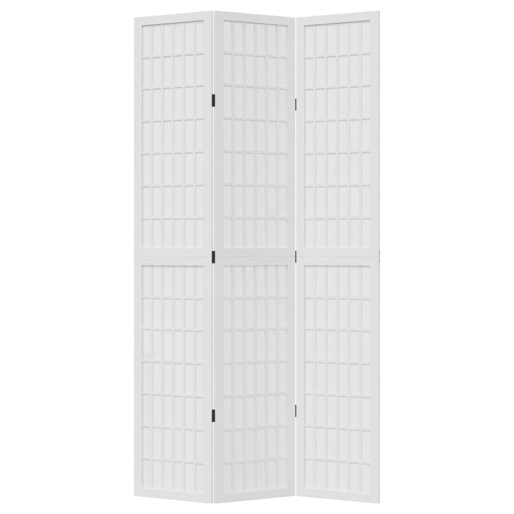 Room Divider 3 Panels White Solid Wood Paulownia