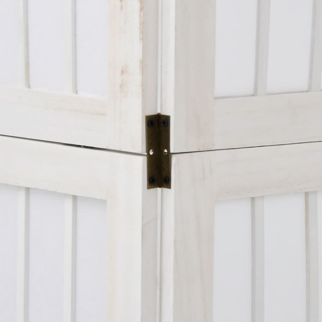 Room Divider 4 Panels White Solid Wood Paulownia