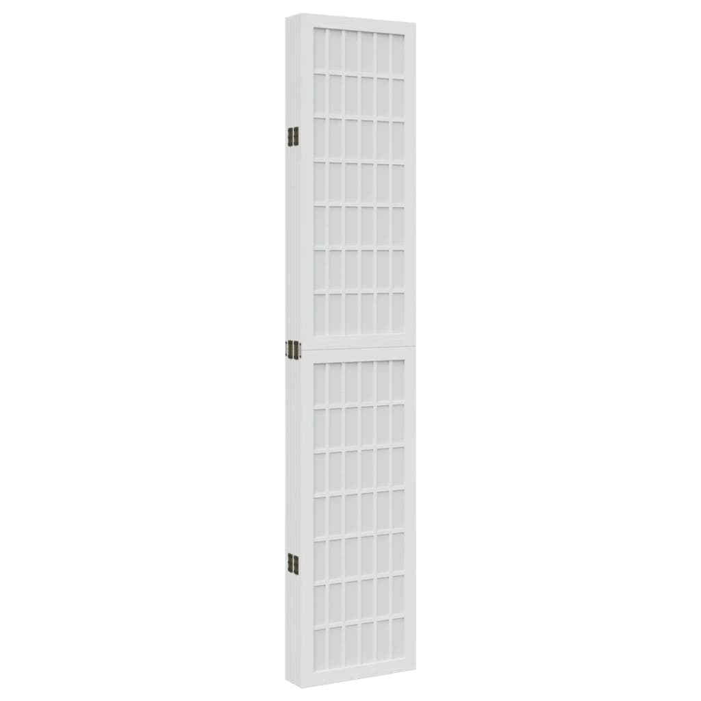 Room Divider 6 Panels White Solid Wood Paulownia