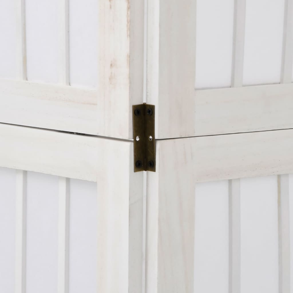 Room Divider 6 Panels White Solid Wood Paulownia