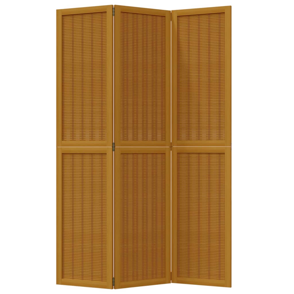 Room Divider 3 Panels Brown Solid Wood Paulownia