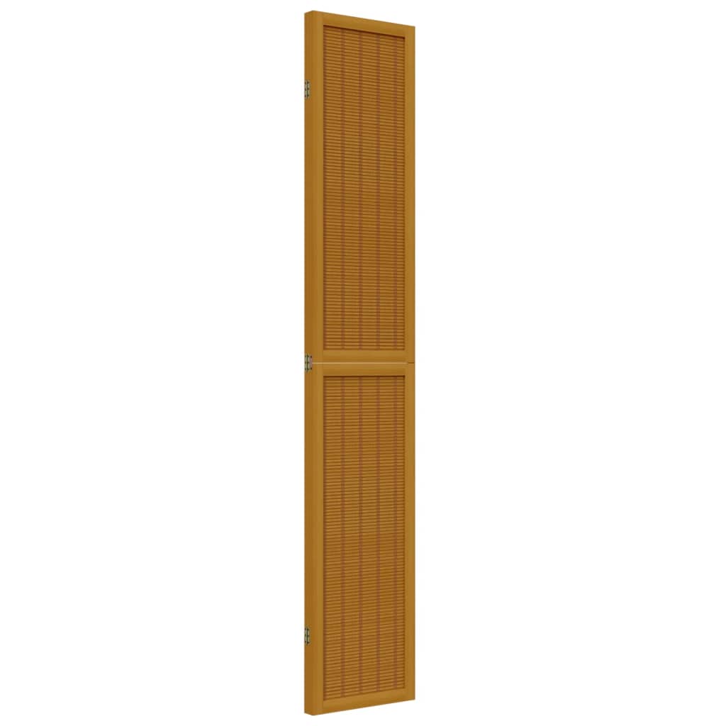Room Divider 3 Panels Brown Solid Wood Paulownia