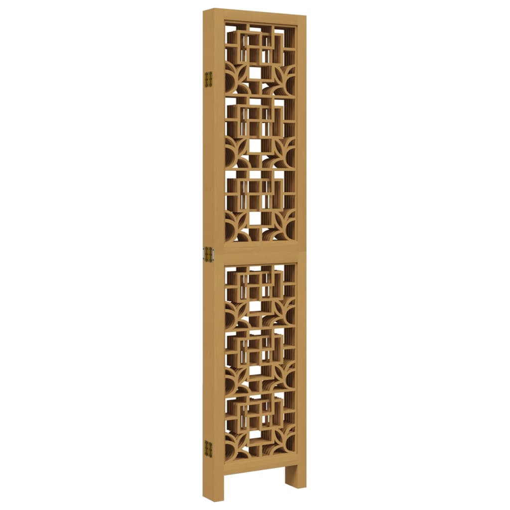 Room Divider 6 Panels Brown Solid Wood Paulownia