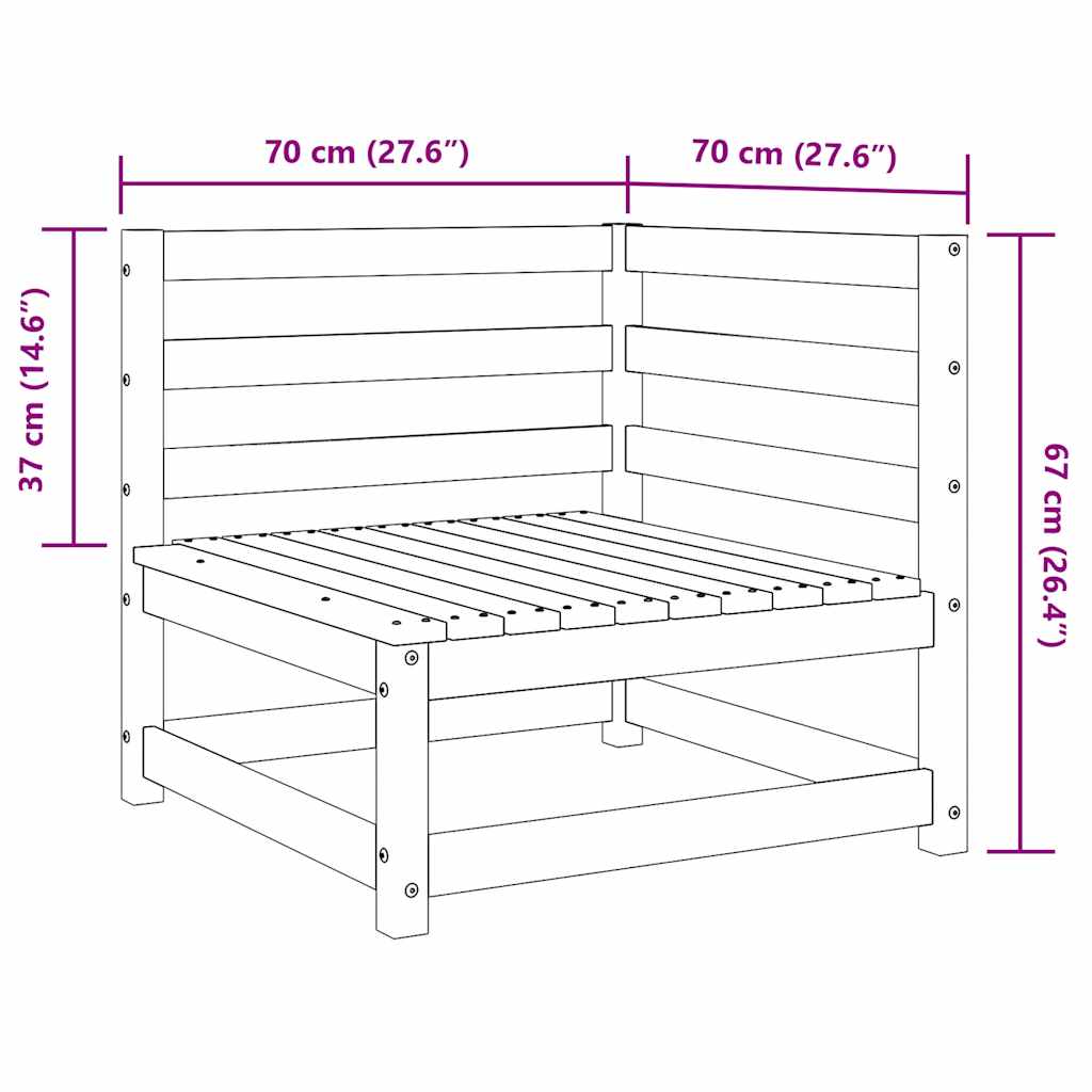 Garden Sofa Corner Wax Brown 70x70x67 cm Solid Wood Pine