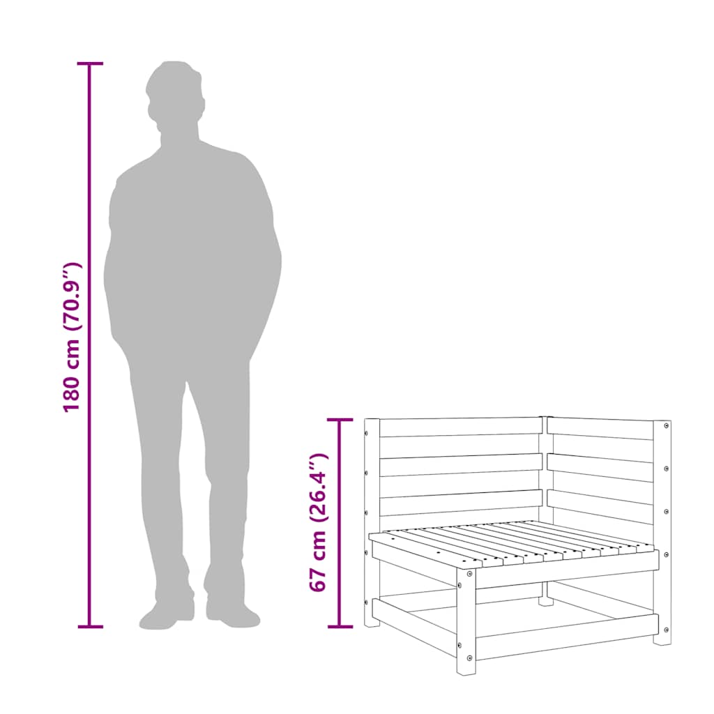 Garden Sofas Corner 2 pcs 70x70x67 cm Impregnated Wood Pine