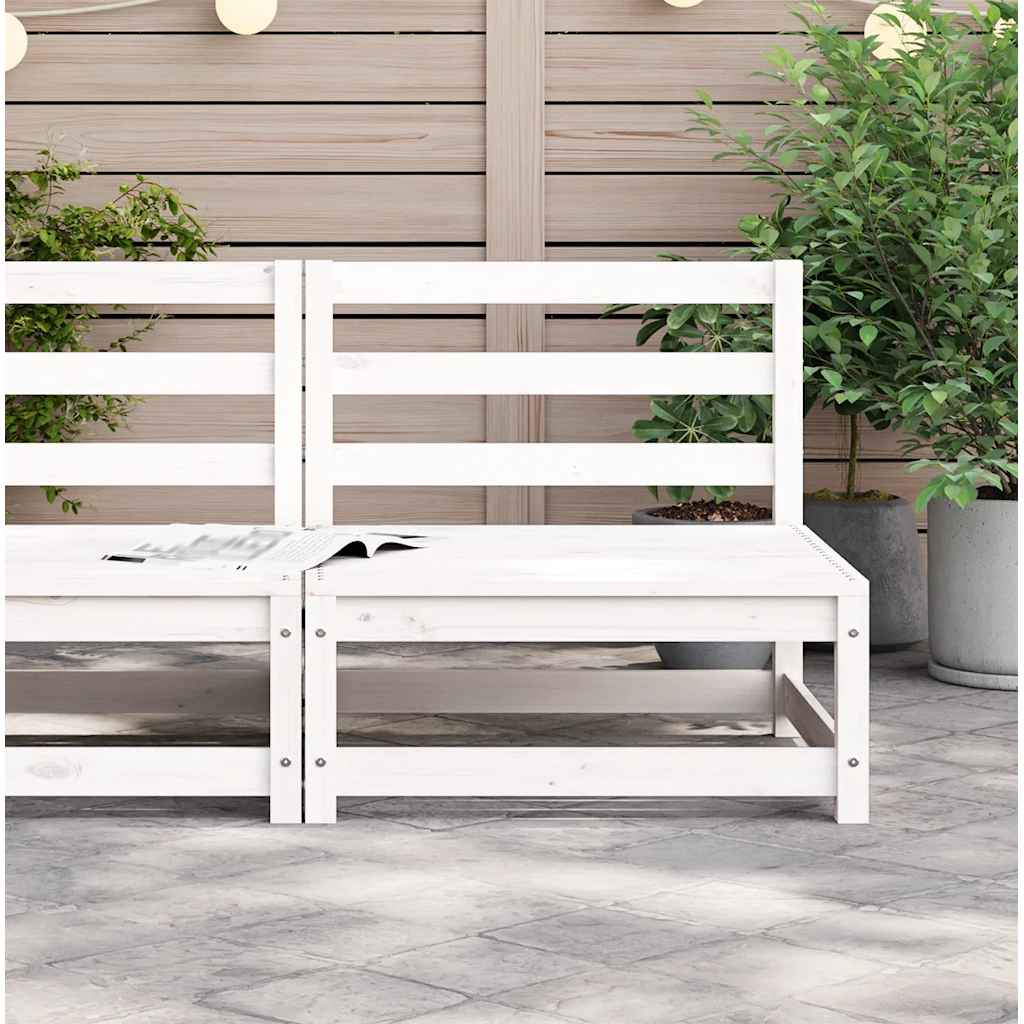 Garden Sofa Armless White 70x70x67 cm Solid Wood Pine
