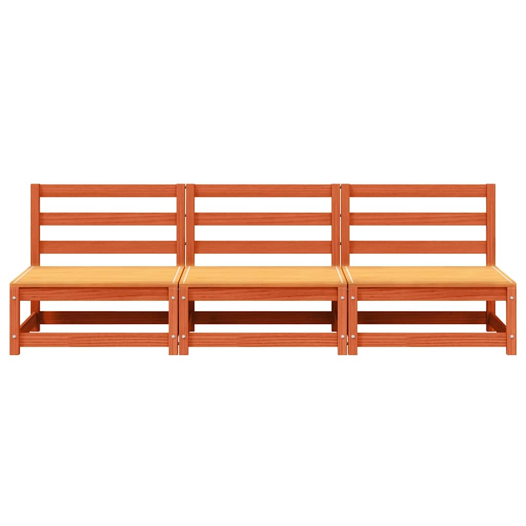 Garden Sofas Armless 3 pcs Wax Brown 70x70x67 cm Solid Wood Pine
