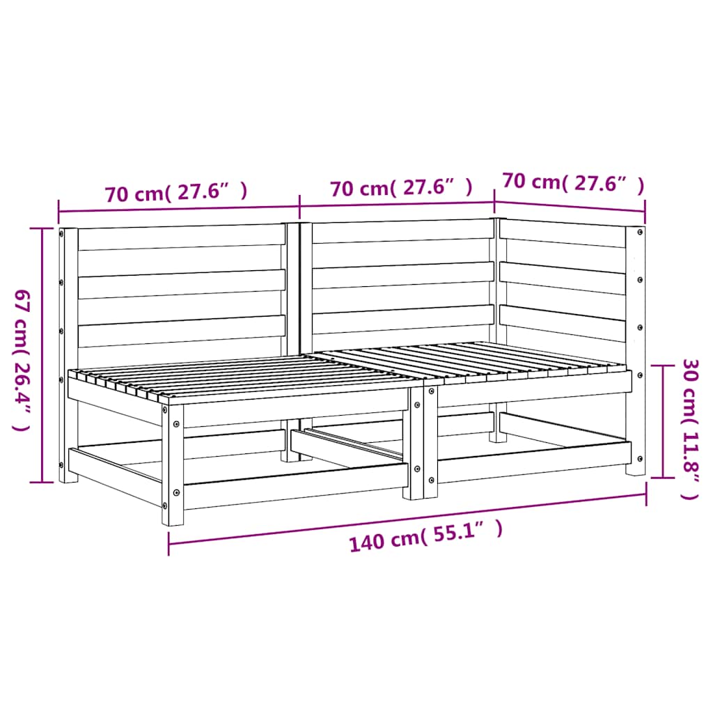 Garden Sofa 2-Seater White Solid Wood Pine