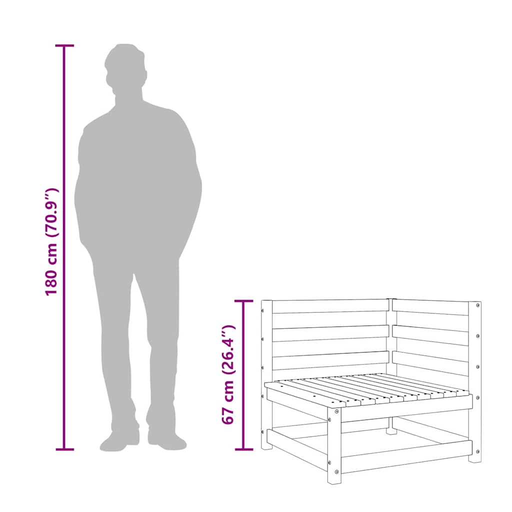 Garden Sofa 3-Seater Wax Brown Solid Wood Pine