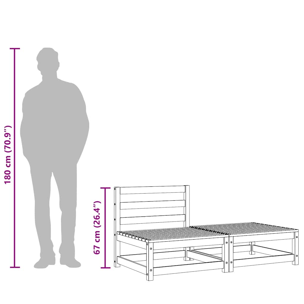 Garden Sofa Armless with Footstool Solid Wood Pine