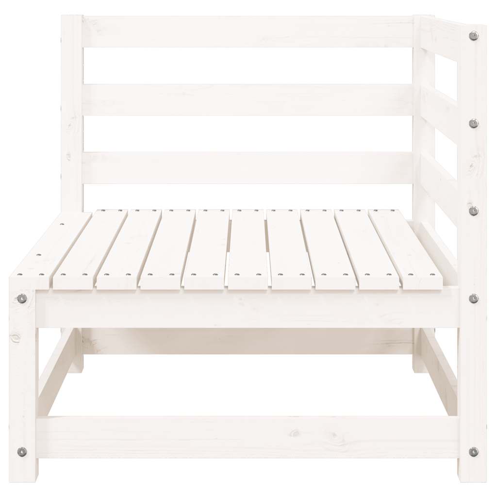 Garden Sofa with Footstool 2-Seater White Solid Wood Pine