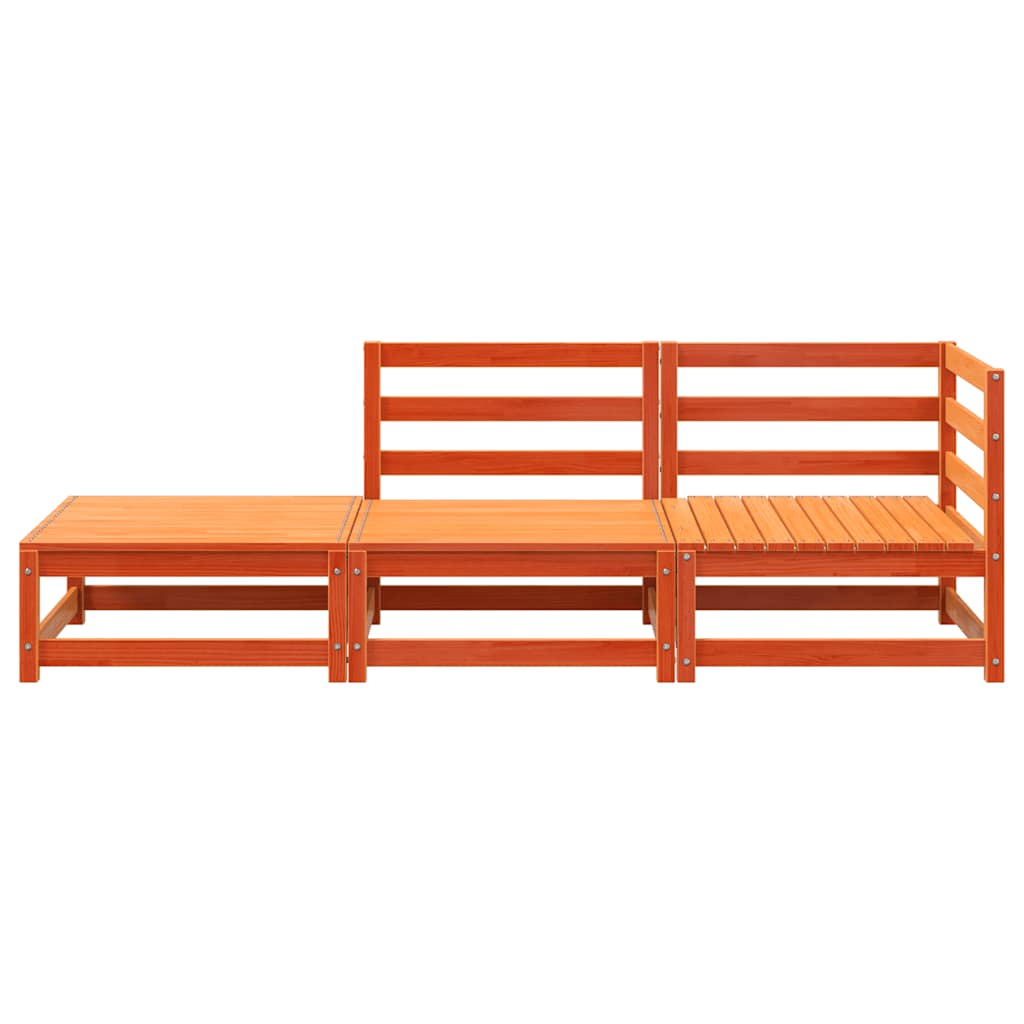 Garden Sofa with Footstool 2-Seater Wax Brown Solid Wood Pine