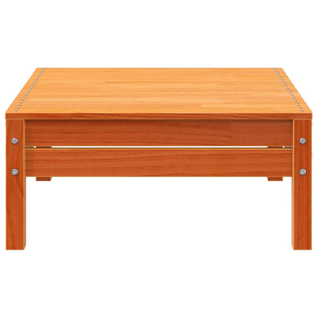 Garden Sofa 2-Seater with Footstool Wax Brown Solid Wood Pine