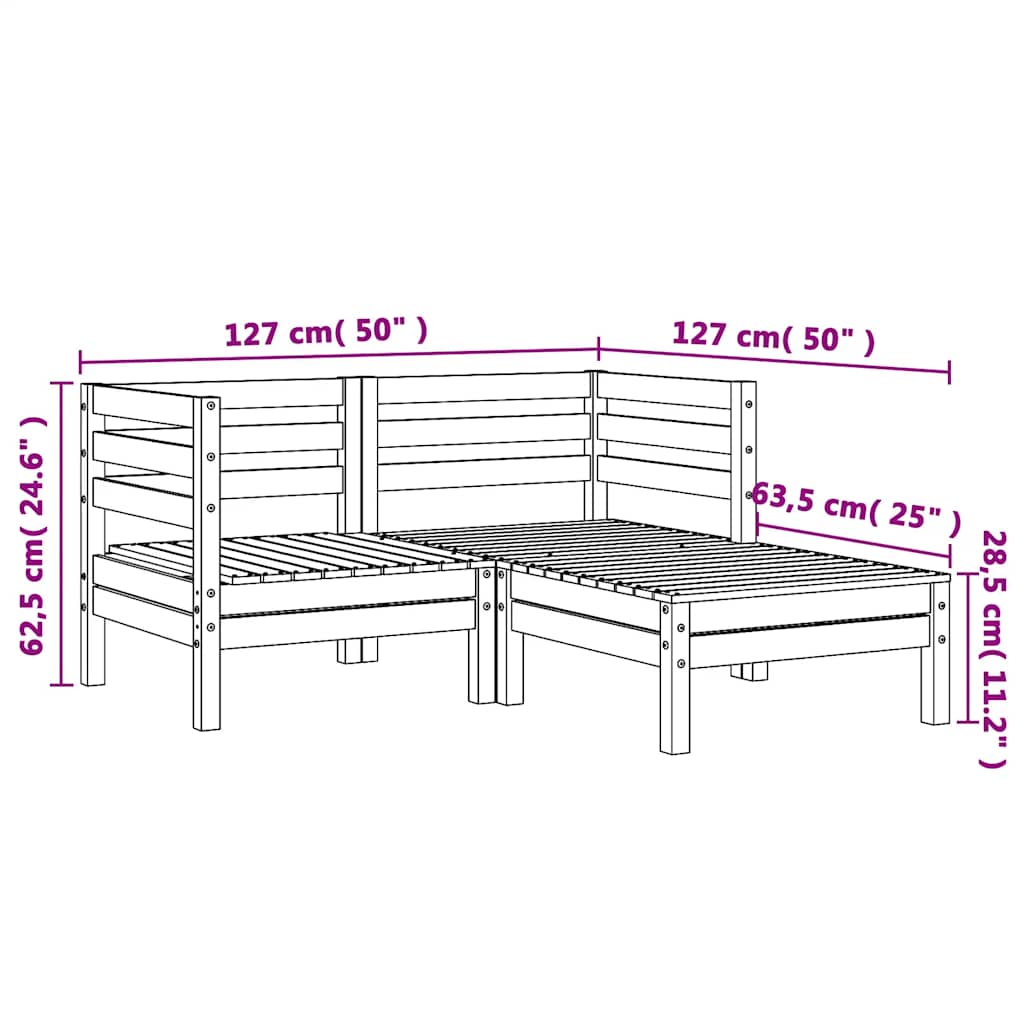 Garden Sofa 2-Seater with Footstool Impregnated Wood Pine