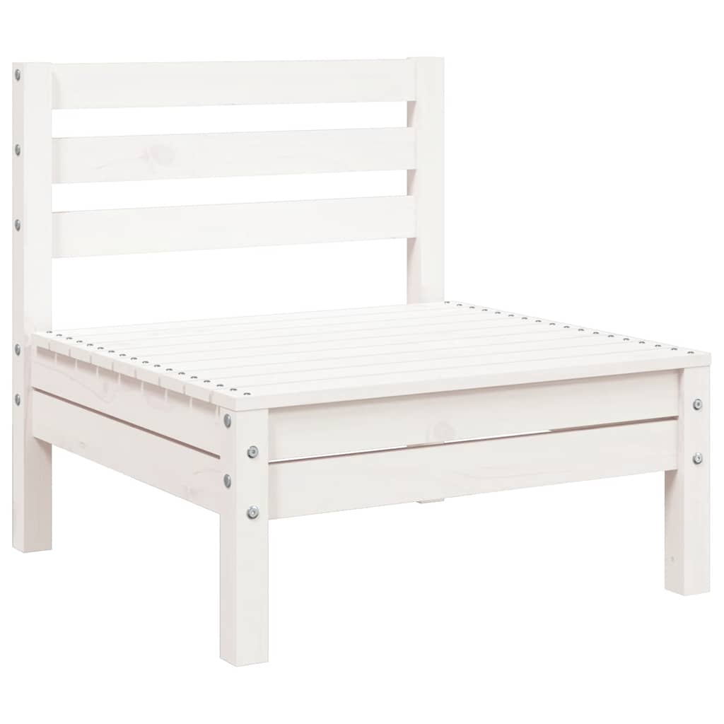 Garden Sofa 3-Seater with Footstool White Solid Wood Pine