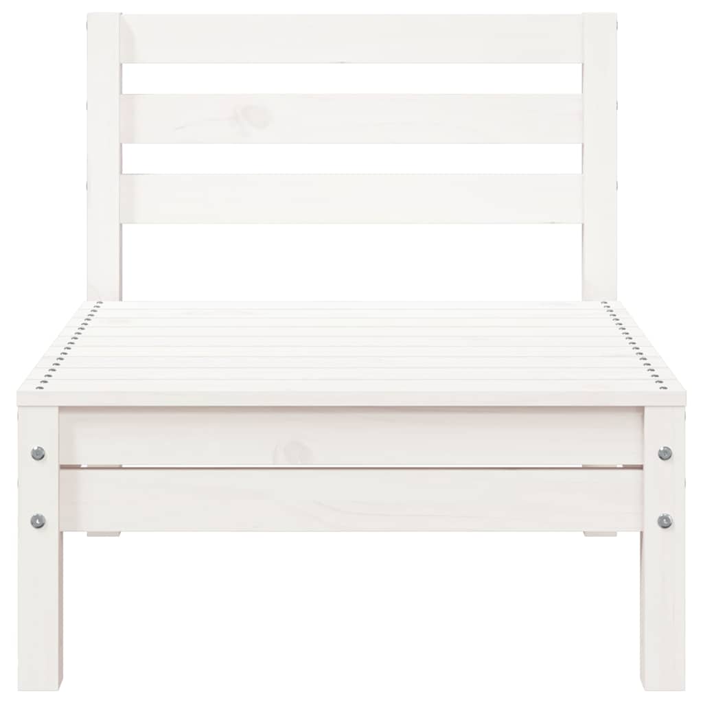 Garden Sofa 3-Seater with Footstool White Solid Wood Pine