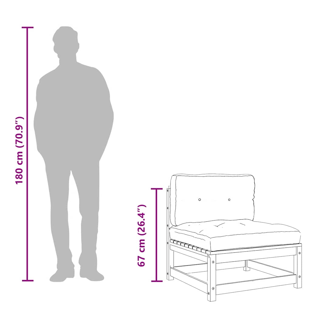 Garden Sofas Armless with Cushions 2 pcs Solid Wood Douglas