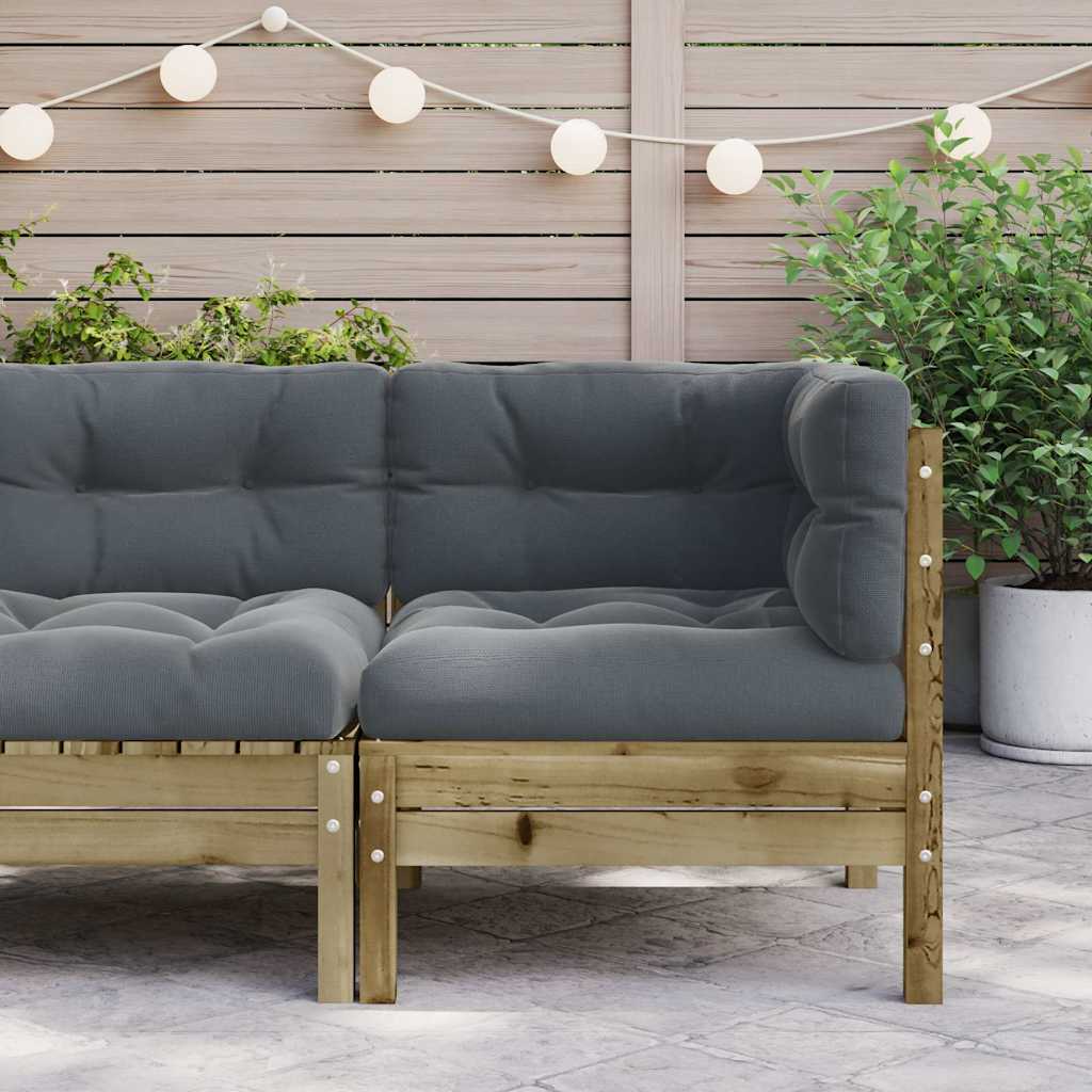 Garden Sofa Corner with Cushions Impregnated Wood Pine
