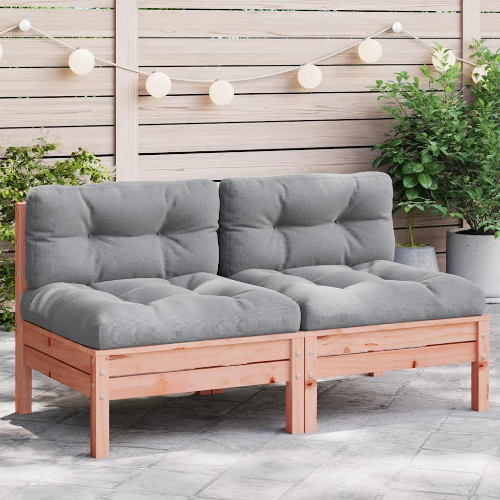 Garden Sofa Armless with Cushions 2 pcs Solid Wood Douglas