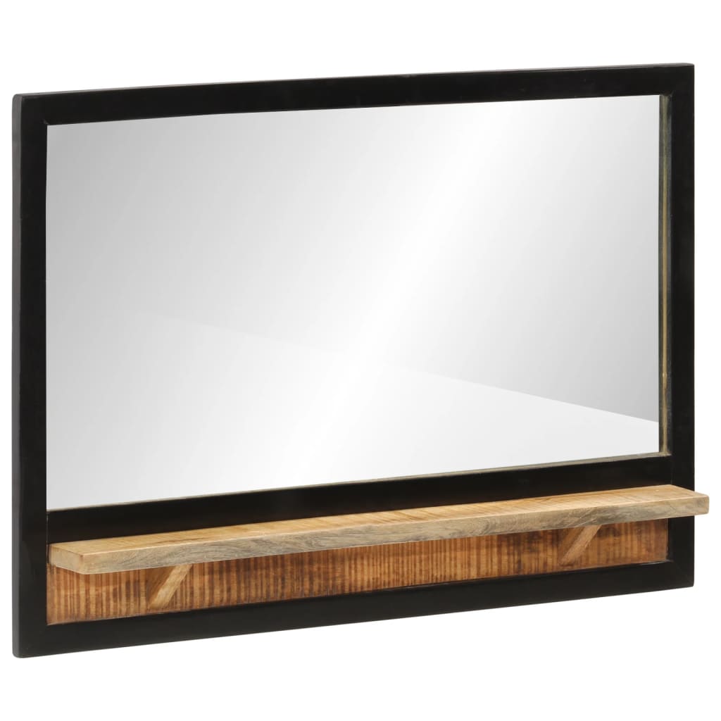 Mirror With Shelf 80X8X55 Cm Glass And Solid Wood Mango
