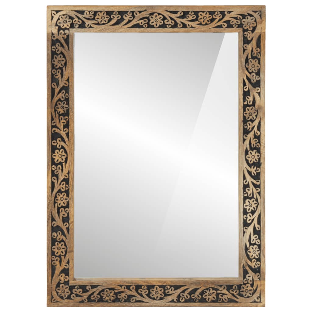 Bathroom Mirror 50X70X2.5 Cm Solid Wood Mango And Glass