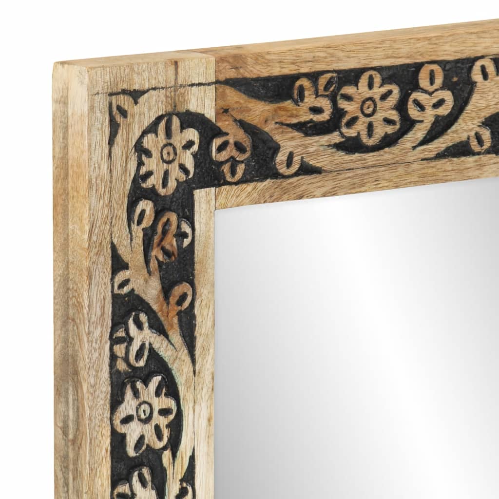 Bathroom Mirror 50X70X2.5 Cm Solid Wood Mango And Glass