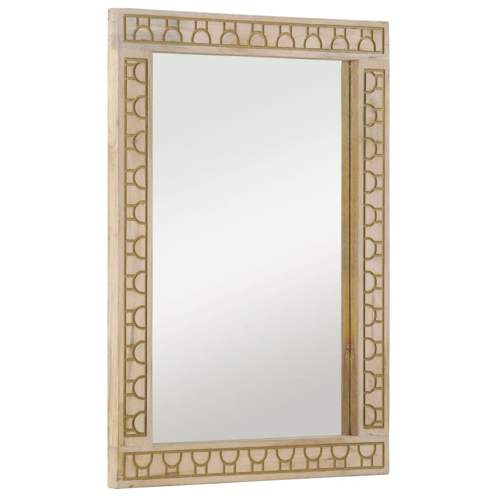 Bathroom Mirror 50X70X2.5 Cm Solid Wood Mango And Glass