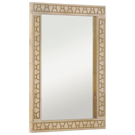 Bathroom Mirror 50X70X2.5 Cm Solid Wood Mango And Glass