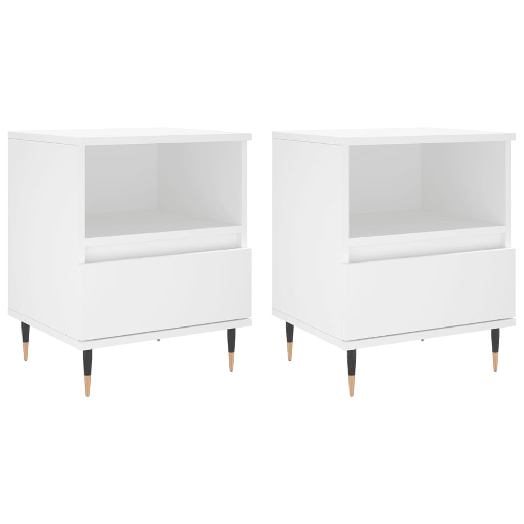 Bedside Cabinets 2 pcs White 40x35x50 cm Engineered Wood