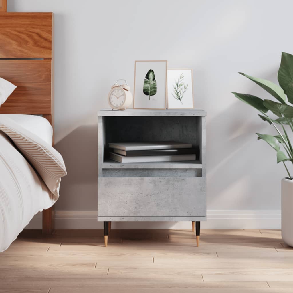 Bedside Cabinet Concrete Grey 40x35x50 cm Engineered Wood
