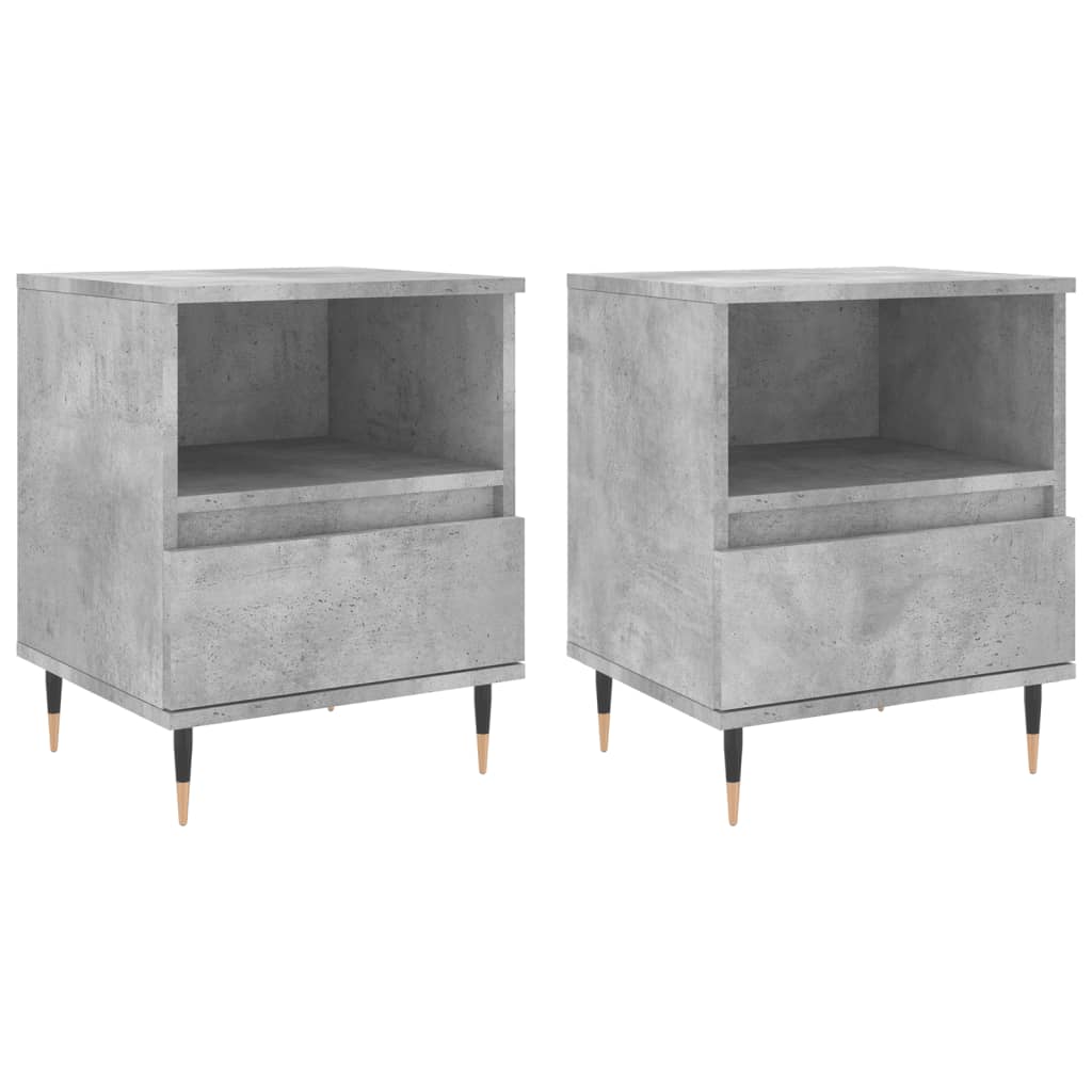Bedside Cabinets 2 pcs Concrete Grey 40x35x50 cm Engineered Wood