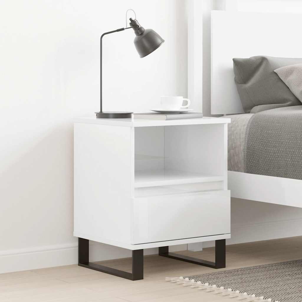 Bedside Cabinet High Gloss White 40x35x50 cm Engineered Wood